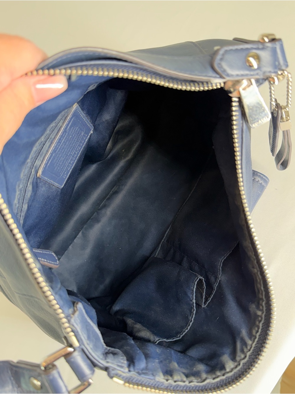 Coach Navy Leather Small Crossbody with Zip Trim - Picture 6 of 11